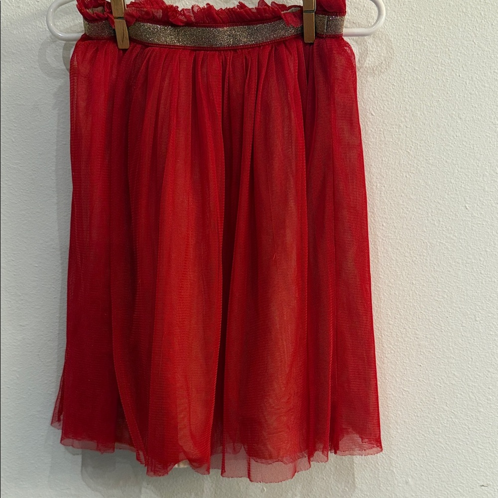 Hanna Andersson Red Skater Skirt with Gold Waistband
